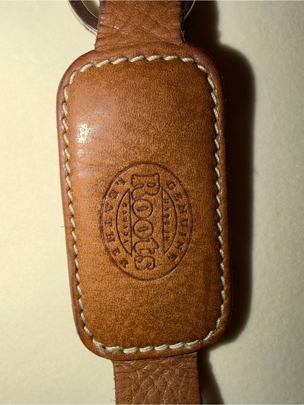 Roots Brown Leather Key Fob with Silver Hardware - Picture 3 of 4